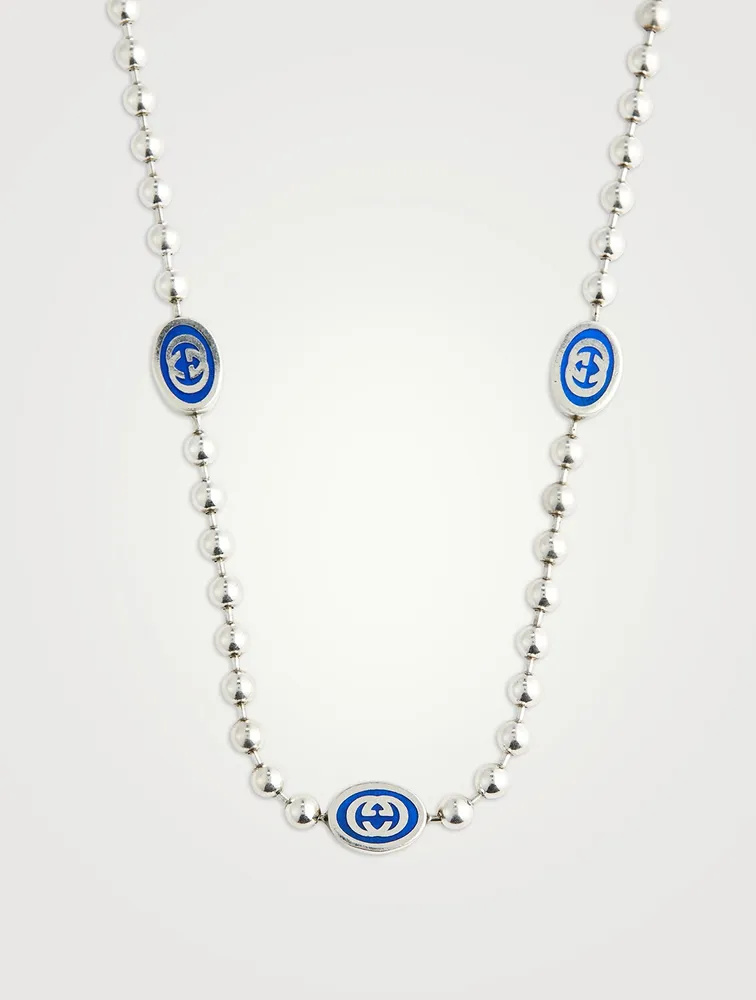 Interlocking G Silver Boule Chain Necklace