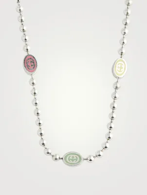 Interlocking G Silver Boule Chain Necklace