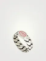 Interlocking G Silver Enamel Chain Ring