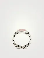 Interlocking G Silver Enamel Chain Ring