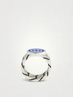 Interlocking G Silver Enamel Chain Ring