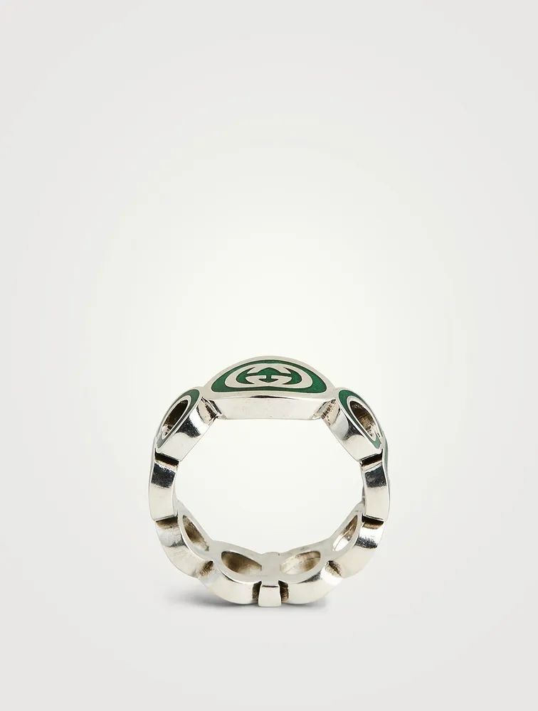 Interlocking G Silver Enamel Ring