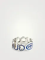 Interlocking G Silver Enamel Ring