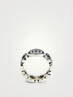 Interlocking G Silver Enamel Ring