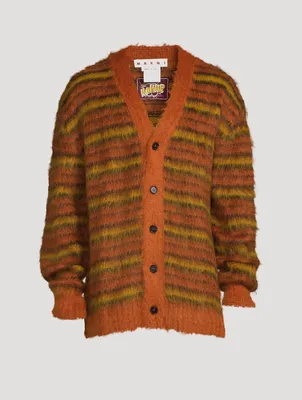 Mohair-Blend Striped Cardigan