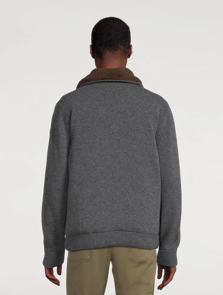 Wool Padded Down Cardigan