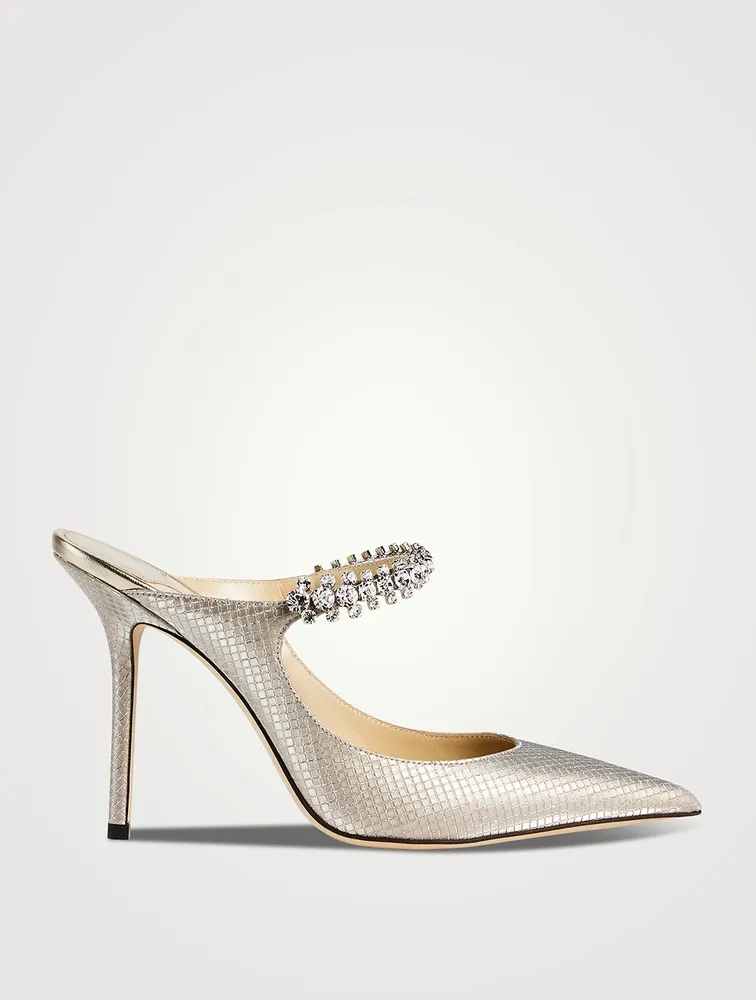 Bing 100 Metallic Mules With Crystal Strap