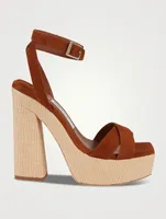 Gaia Suede And Raffia Platform Sandals