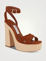 Gaia Suede And Raffia Platform Sandals