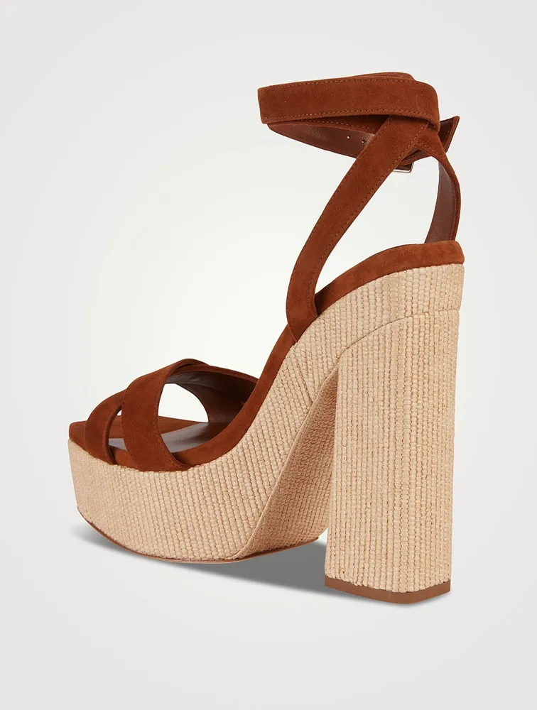 Gaia Suede And Raffia Platform Sandals