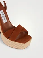 Gaia Suede And Raffia Platform Sandals