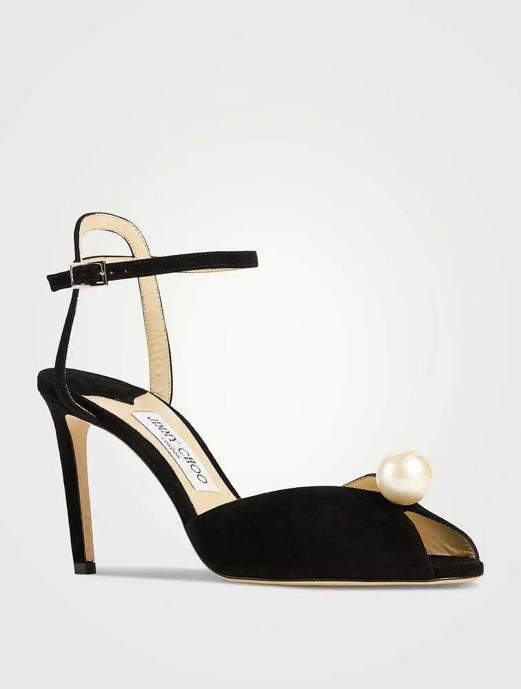 Sacora Pearl-Embellished Suede Sandals