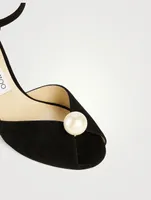 Sacora Pearl-Embellished Suede Sandals