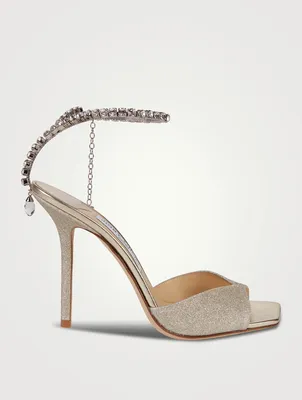 Saeda Glitter Sandals With Crystal Ankle Strap