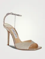 Saeda Glitter Sandals With Crystal Ankle Strap