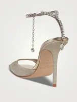Saeda Glitter Sandals With Crystal Ankle Strap