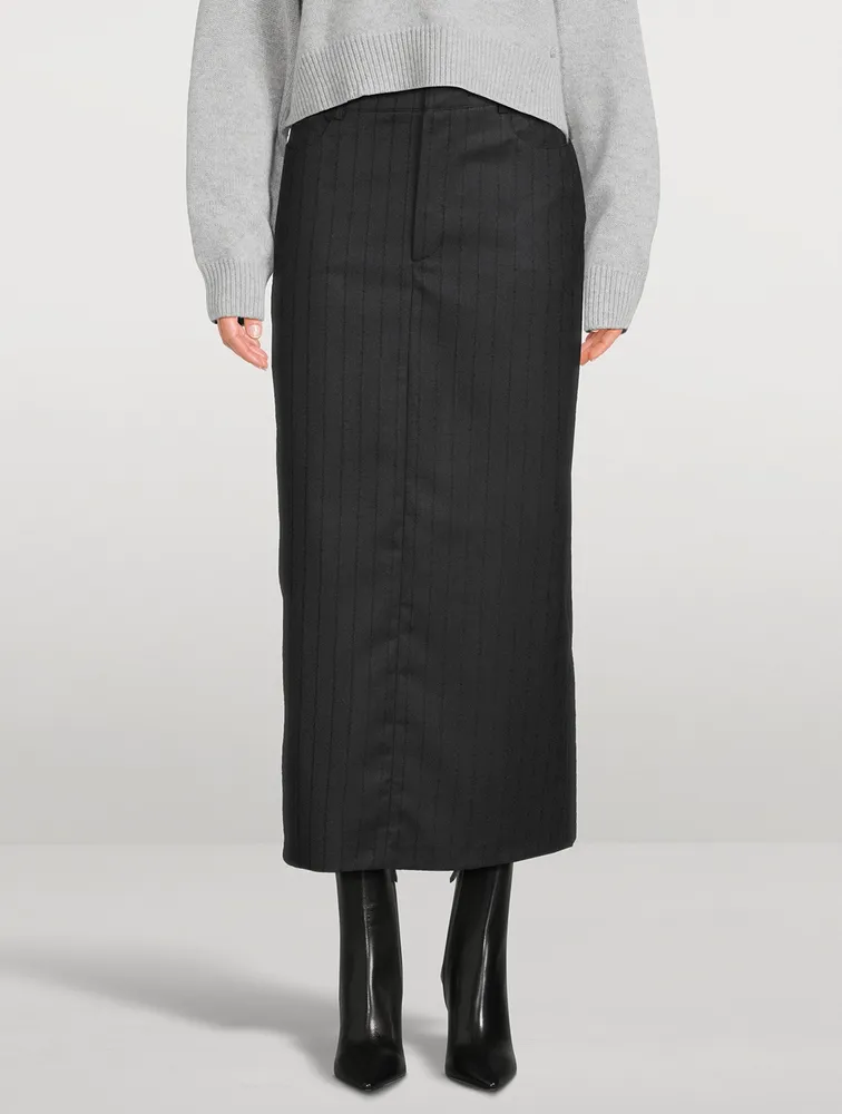 Vato Wool Midi Skirt Stripe Print