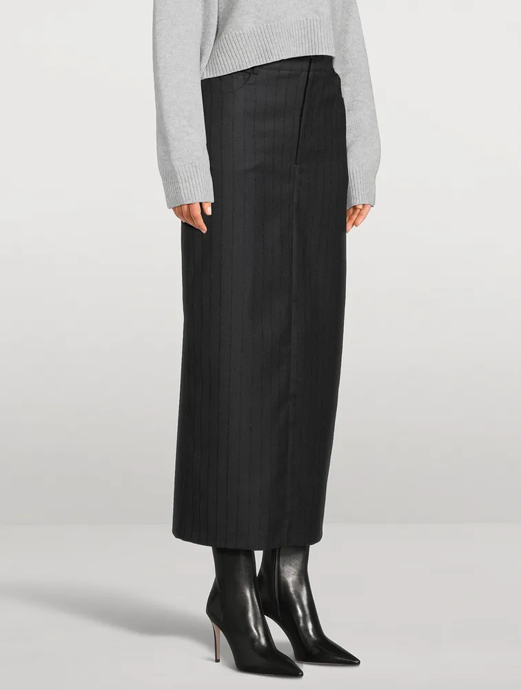 Vato Wool Midi Skirt Stripe Print