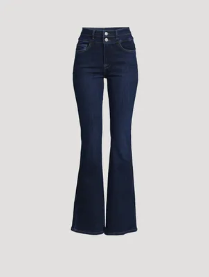 High-Waisted Flared Jeans With Double-Waist