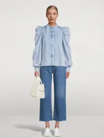 Gillian Puff-Sleeve Denim Blouse