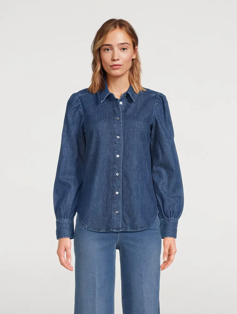 The Victorian Puff-Sleeve Denim Shirt