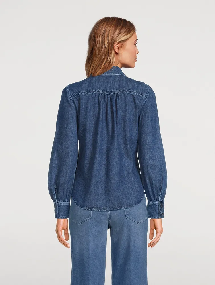 The Victorian Puff-Sleeve Denim Shirt