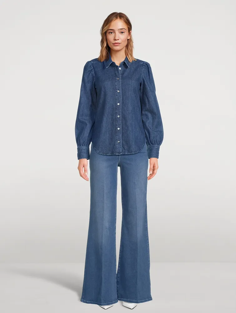 The Victorian Puff-Sleeve Denim Shirt