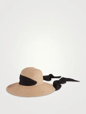 Cassidy Straw Sun Hat With Silk Scarf