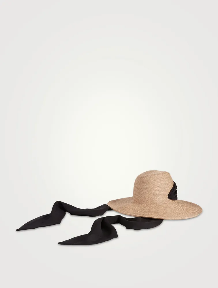 Cassidy Straw Sun Hat With Silk Scarf