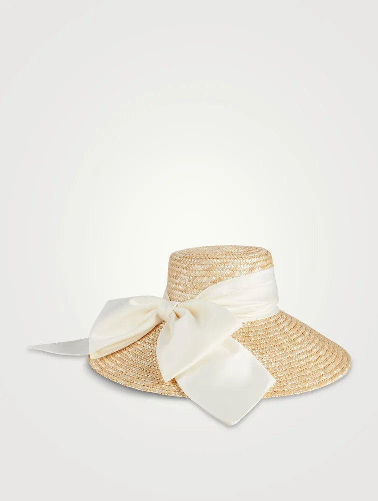 Mirabel Straw Sun Hat With Satin Scarf