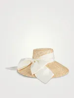 Mirabel Straw Sun Hat With Satin Scarf