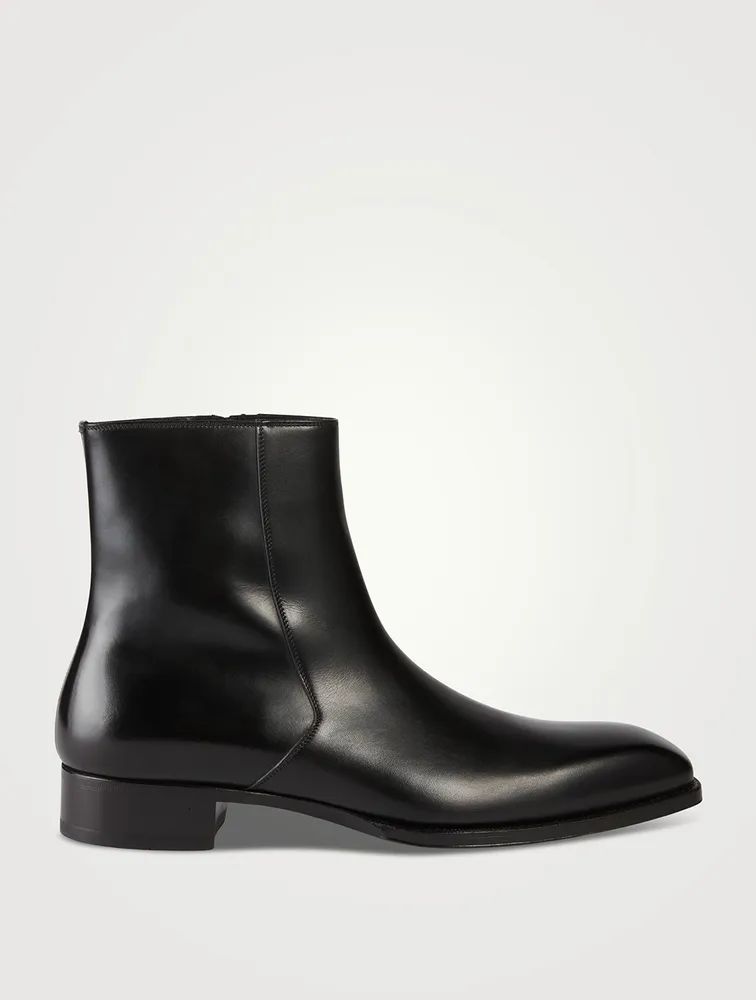 Elkan Leather Classic Zip Ankle Boots