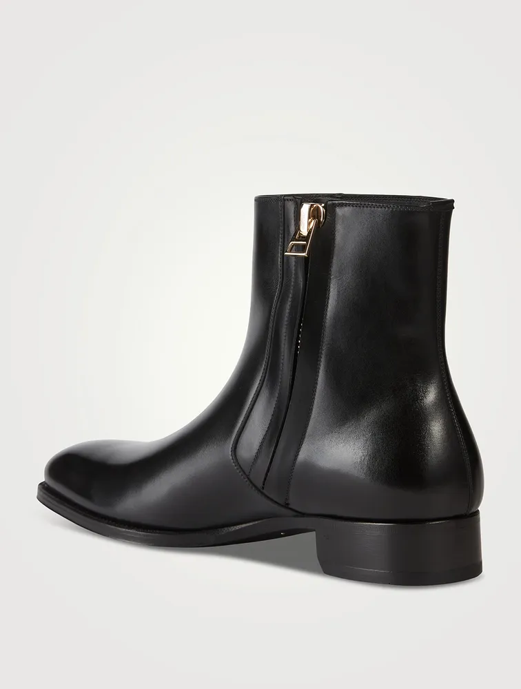 Elkan Leather Classic Zip Ankle Boots