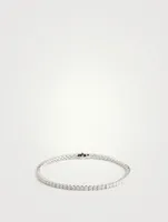 Classic 18K White Gold Four-Prong Line Bracelet With Diamonds