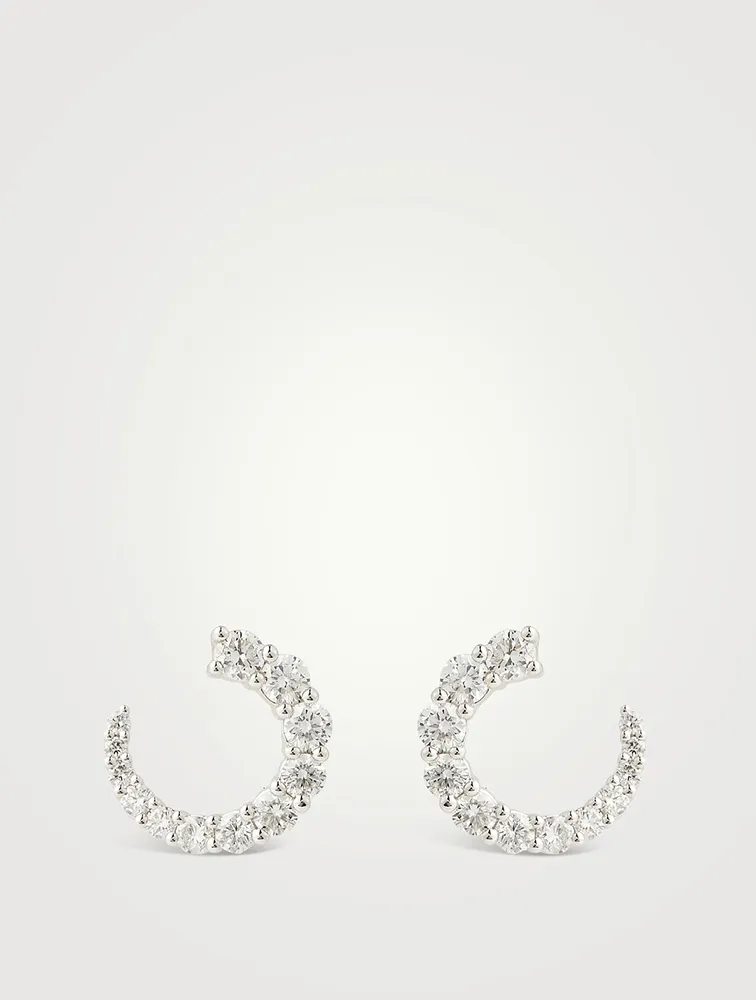 Luna 18K White Gold Wrap Earrings With Diamonds