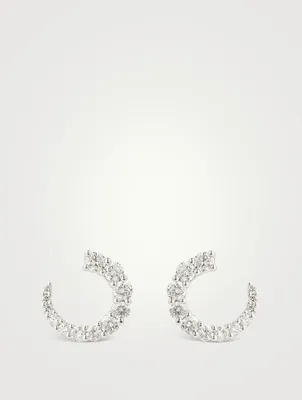 Luna 18K White Gold Wrap Earrings With Diamonds