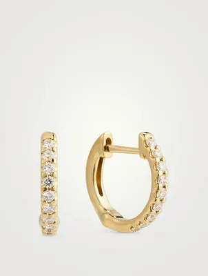 Odessa 18K Gold Huggie Hoop Earrings With Diamonds
