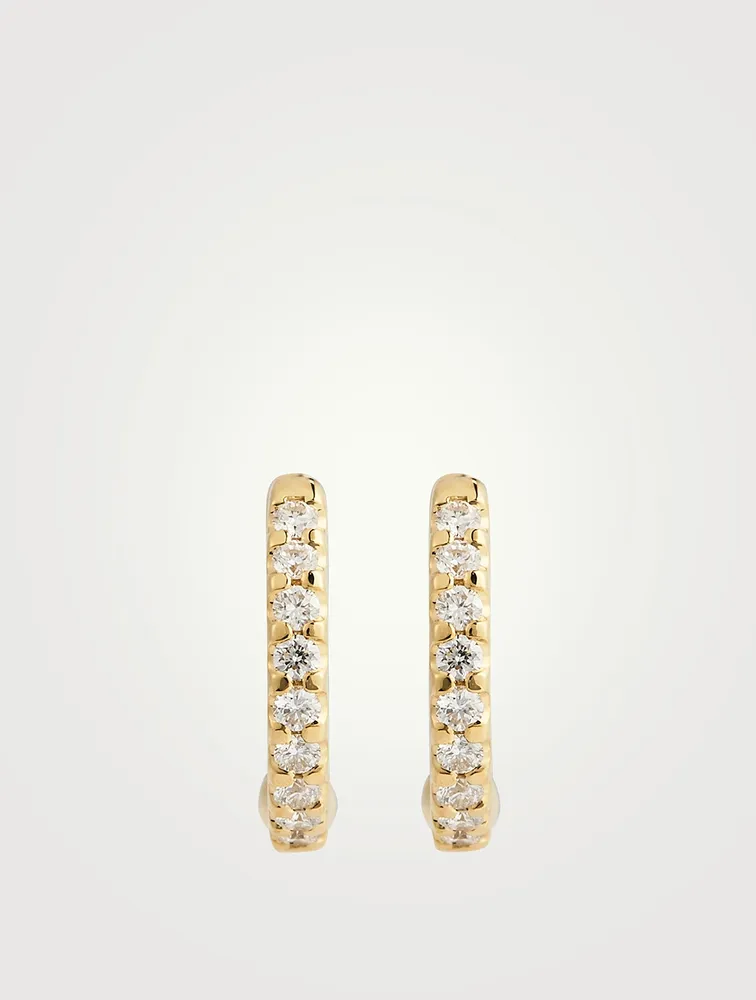 Odessa 18K Gold Huggie Hoop Earrings With Diamonds