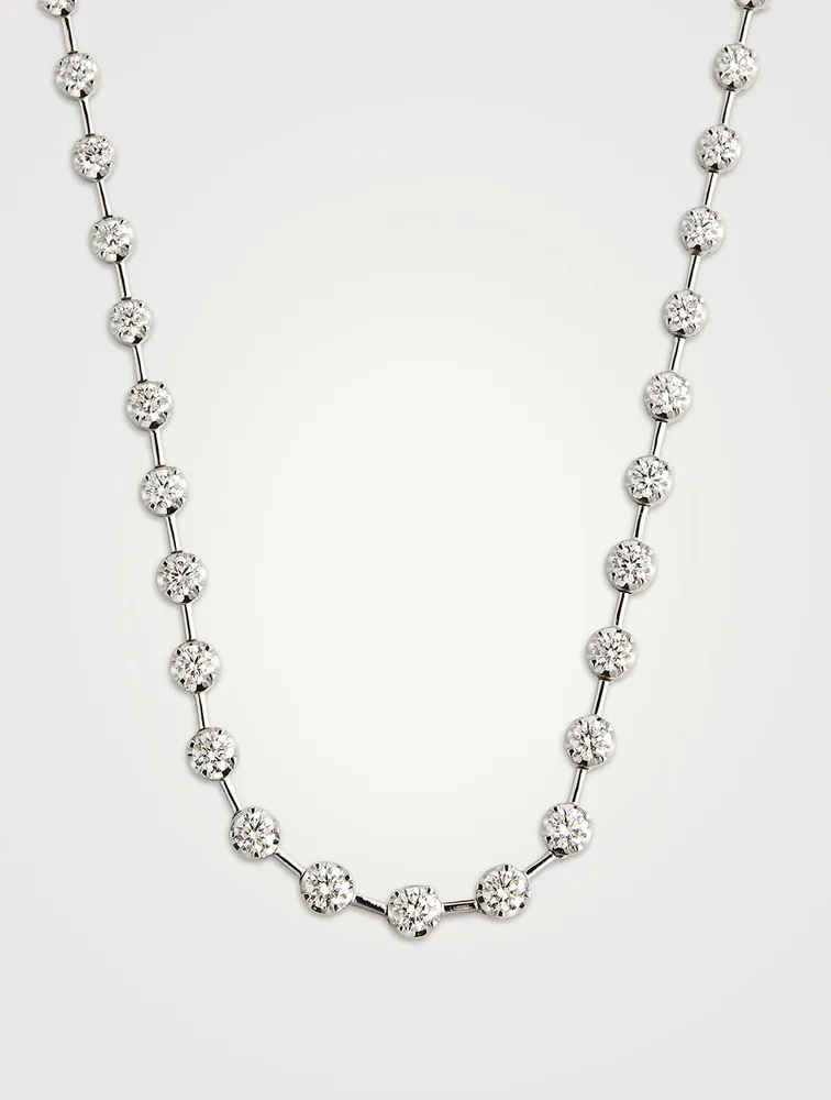 Serena 18K White Gold Diamond Station Necklace