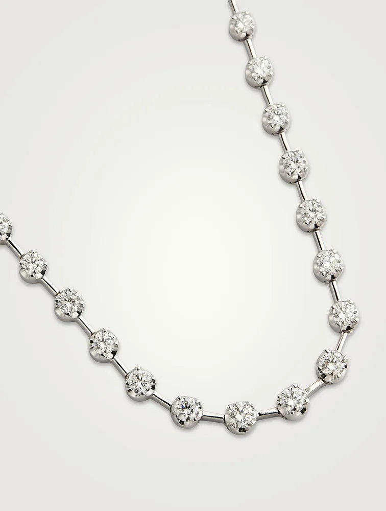 Serena 18K White Gold Diamond Station Necklace