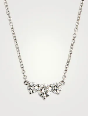 Medium Trinity 18K White Gold Necklace With Diamonds