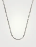 Uniform 18K White Gold Four-Prong Line Necklace With Diamonds