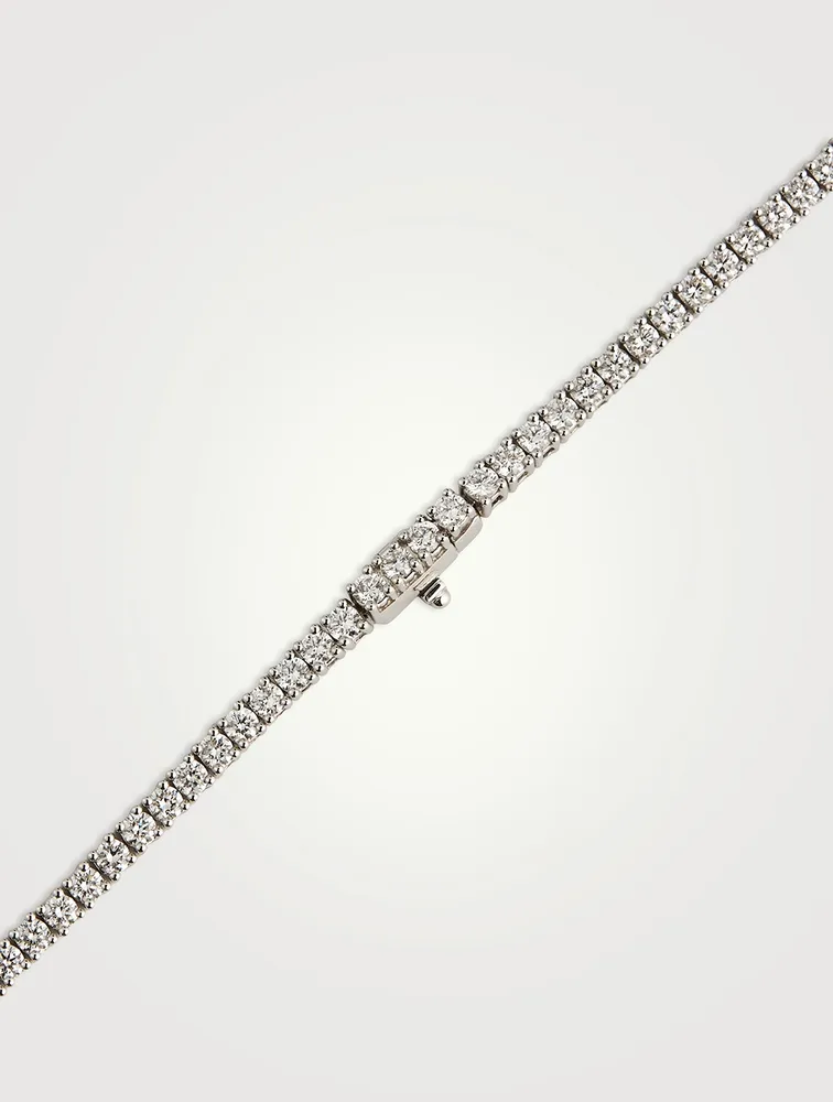 Uniform 18K White Gold Four-Prong Line Necklace With Diamonds