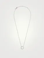 18K White Gold Circle Necklace With Diamonds