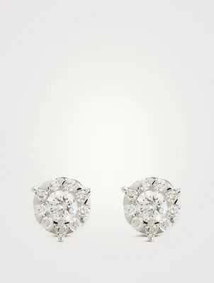 Bouquet 18K White Gold Three-Prong Stud Earrings