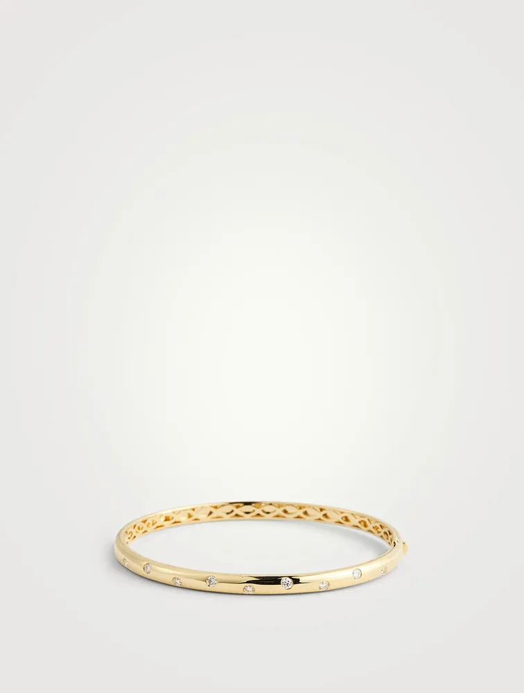 Gypsy 18K Gold Bangle Bracelet With Diamonds