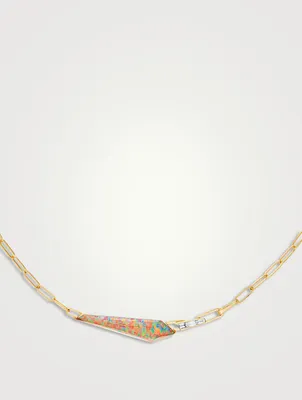 CH2 18K Gold Shard Slimline Linked Choker With Clear Quartz And Diamonds