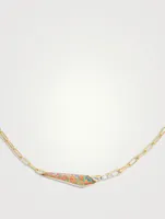 CH2 18K Gold Shard Slimline Linked Choker With Clear Quartz And Diamonds