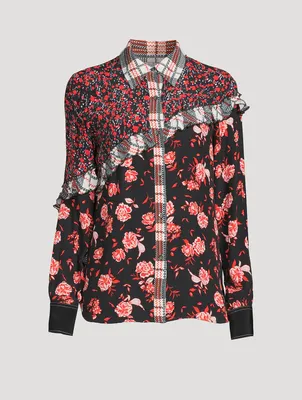 Floral Collage Ruffled Shirt