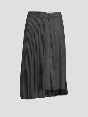 Pleated Flannel Wrap Skirt
